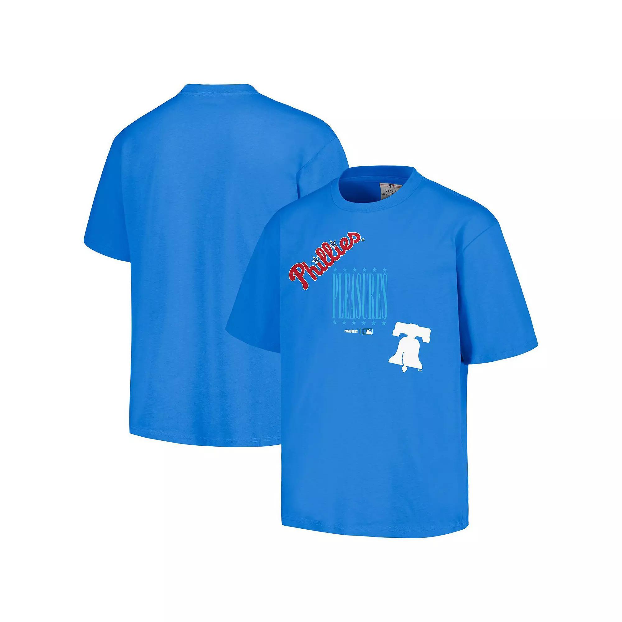 Men's PLEASURES  Royal Philadelphia Phillies Repurpose T-Shirt, Size: Small, Blue Product Image