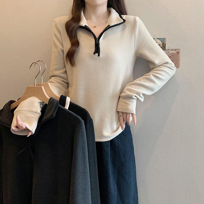 Half-Zip Plain Sweatshirt Product Image
