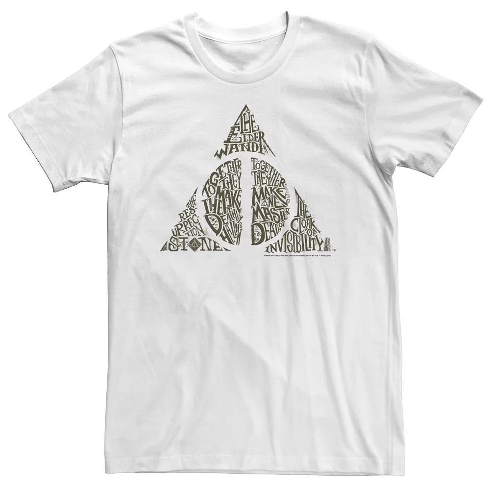Big & Tall Harry Potter Deathly Hallows Symbol Text Fill Tee, Men's, Size: 4XL, White Product Image