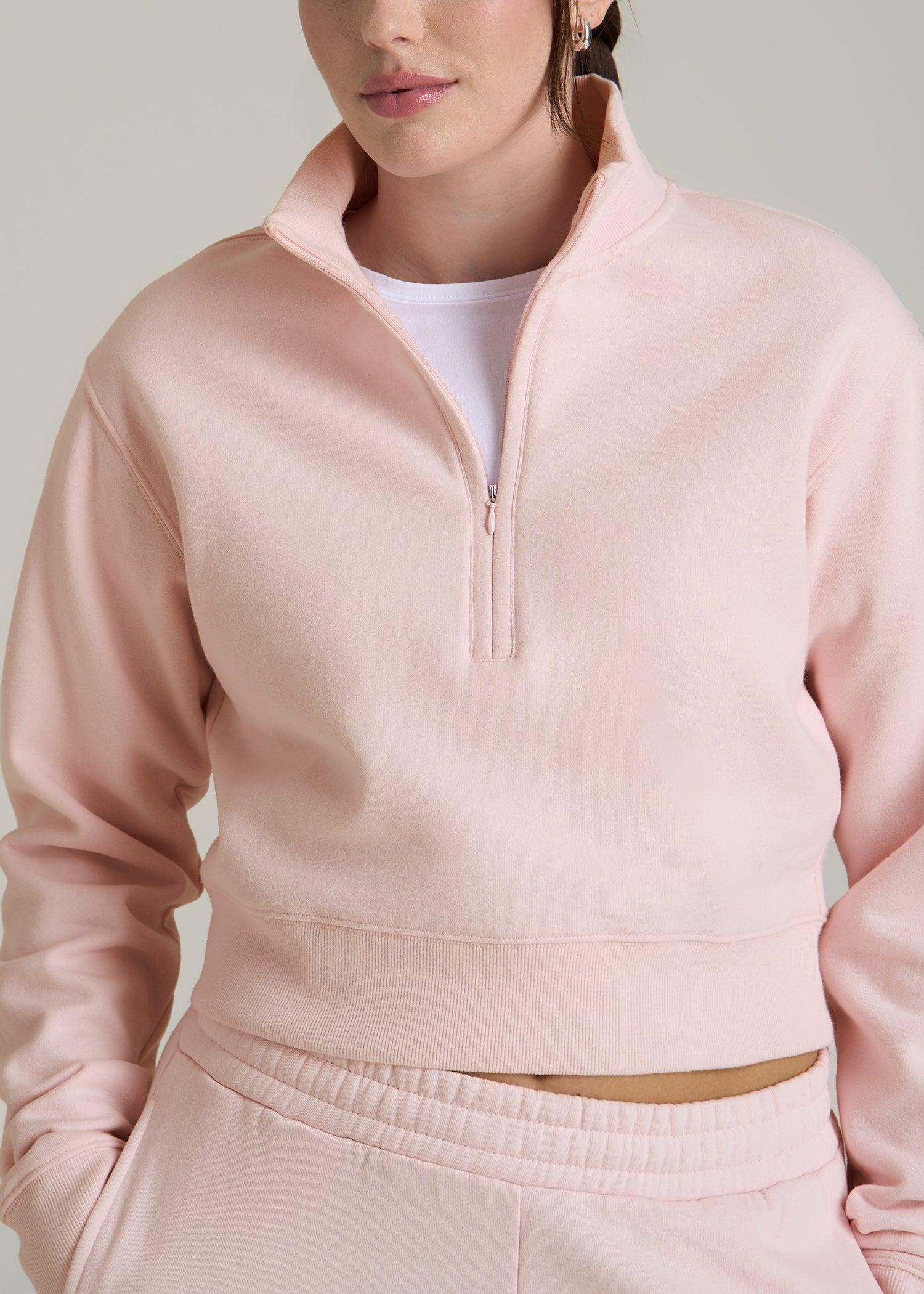 Wearever 2.0 Fleece Half-Zip Cropped Sweatshirt for Tall Women in Barely Pink Female Product Image