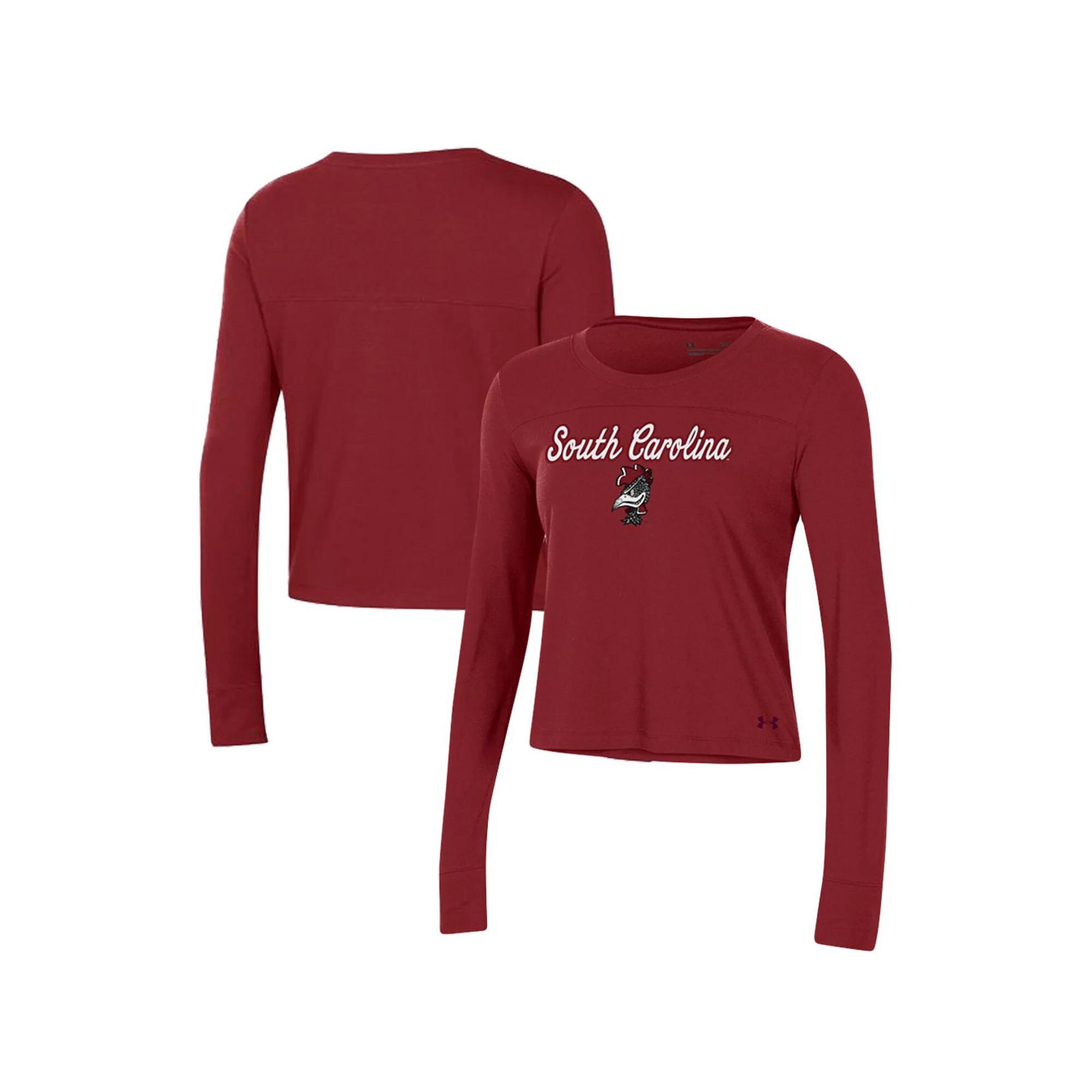Women's Under Armour Navy Notre Dame Fighting Irish Vault Cropped Long Sleeve T-Shirt, Size: 2XL, Blue Product Image