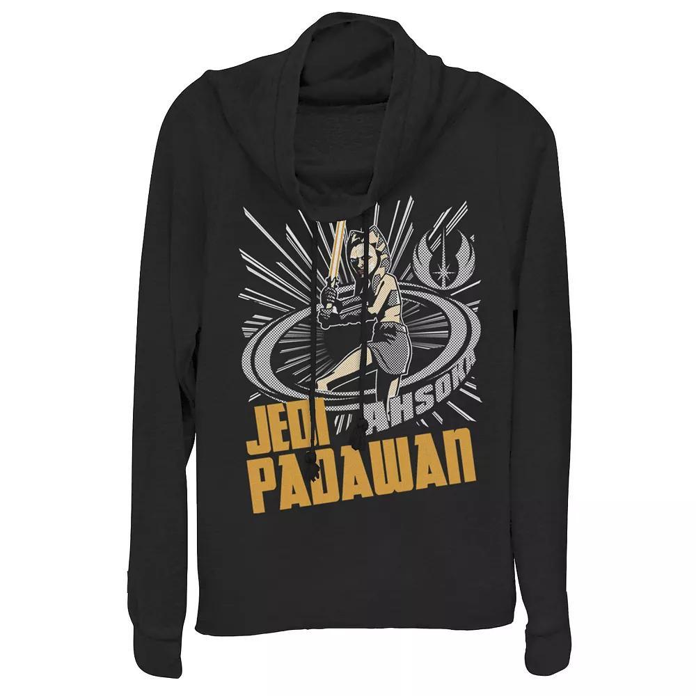 Juniors' Star Wars: Clone Wars Jedi Padawan Ahsoka Cowlneck Graphic Lightweight Long Sleeve, Girl's, Size: XS, Black Product Image