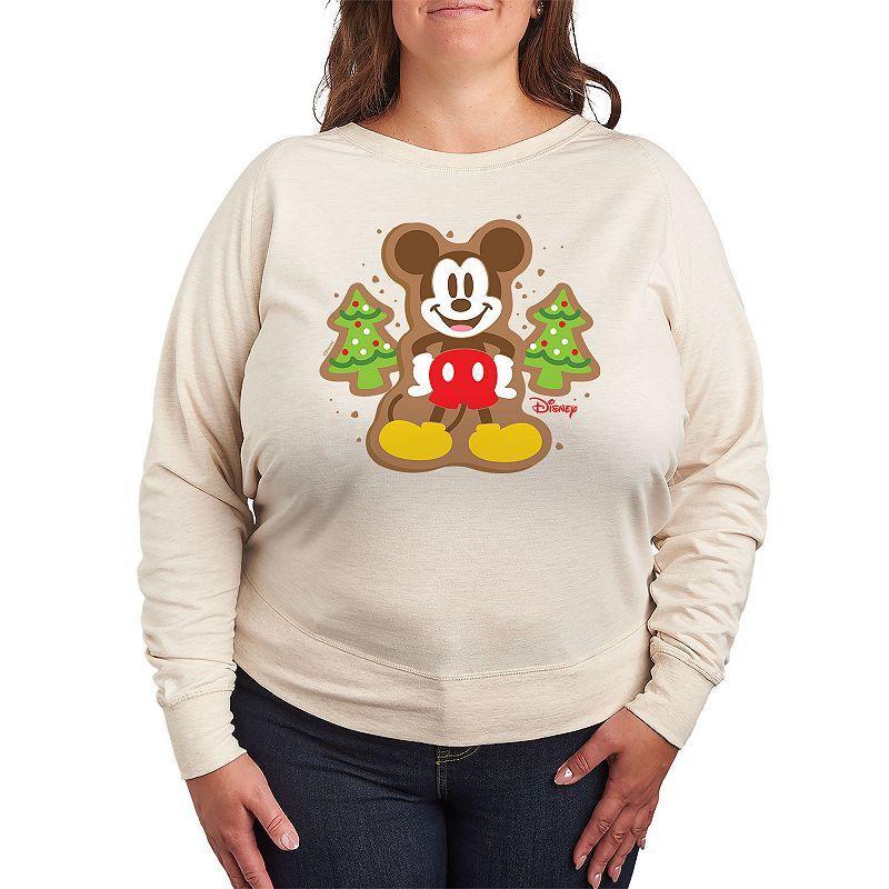 Disneys Mickey Mouse Plus Size Cookie French Terry Long Sleeve Tee, Womens Product Image