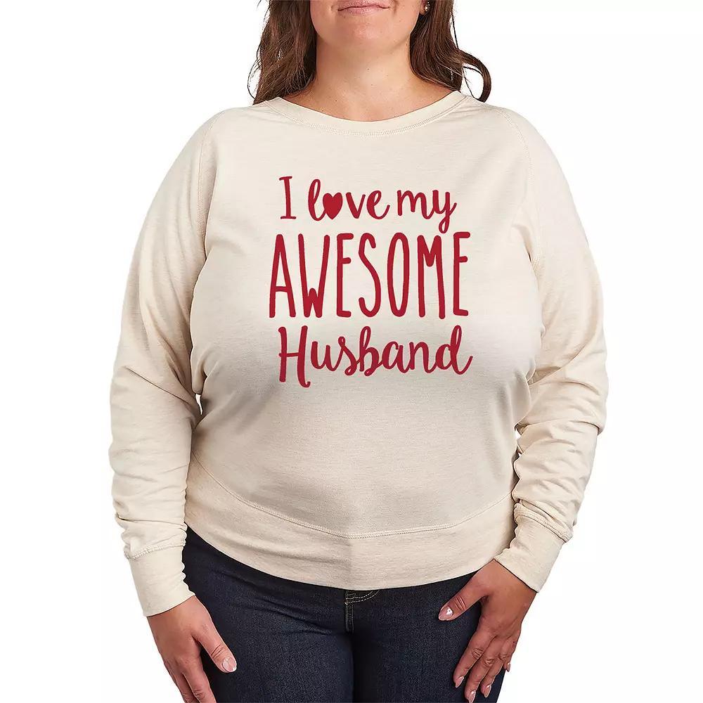Plus Size Love My Awesome Husband Long Sleeve Graphic Tee, Womens Product Image