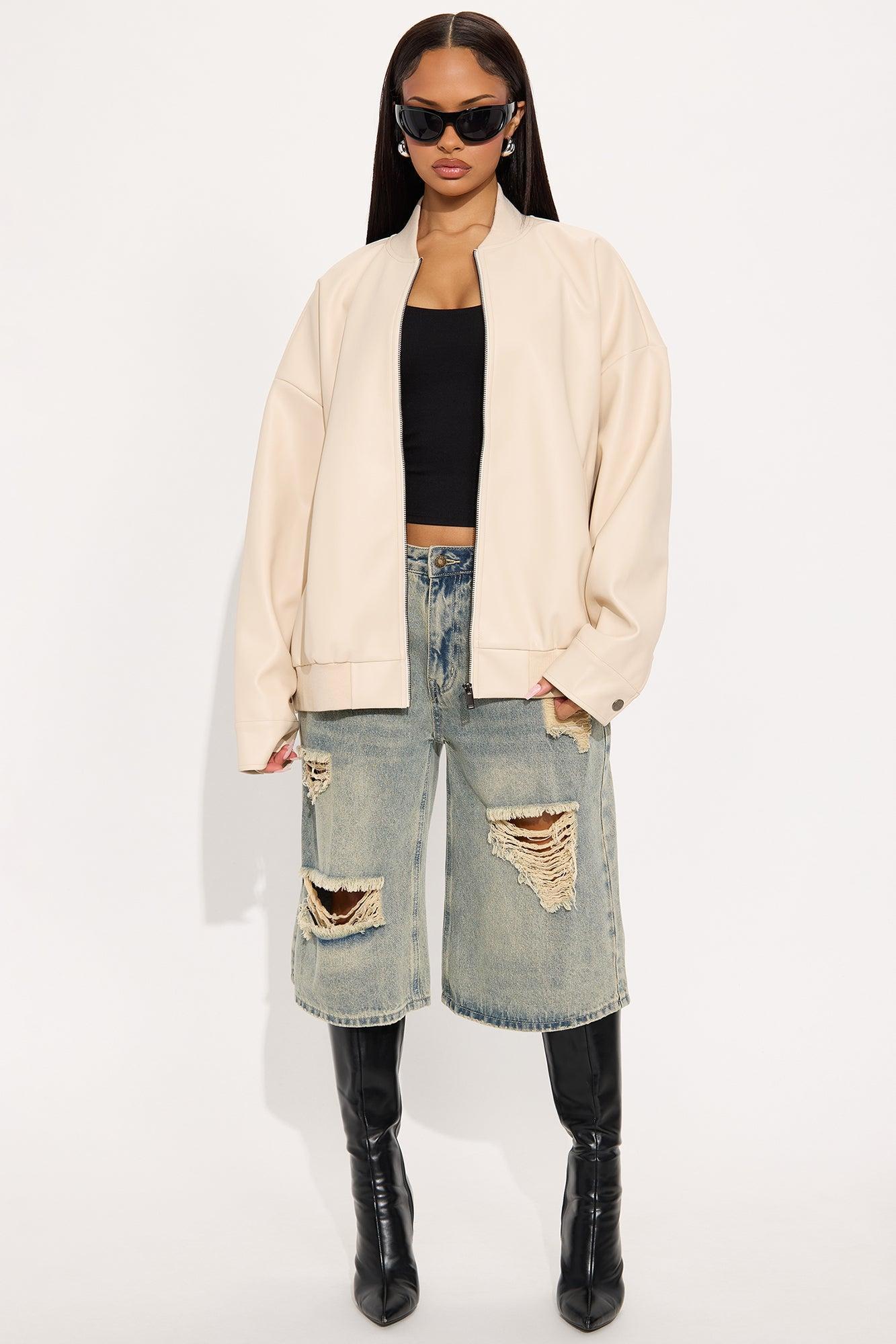 Kelis Oversized Bomber Jacket - Tan Female Product Image