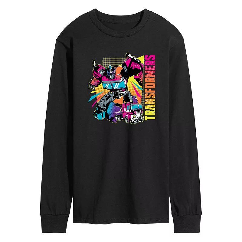 Mens Transformers Neon Halftones Long Sleeve Graphic Tee Product Image