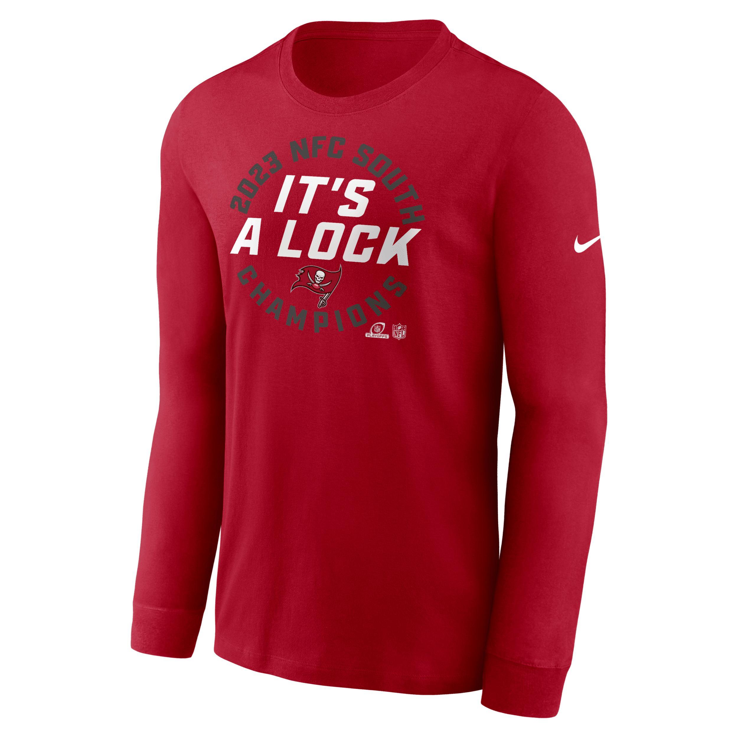 Mens Nike Red Tampa Bay Buccaneers 2023 Nfc South Division Champions Locker Room Trophy Collection Long Sleeve T-shirt Product Image