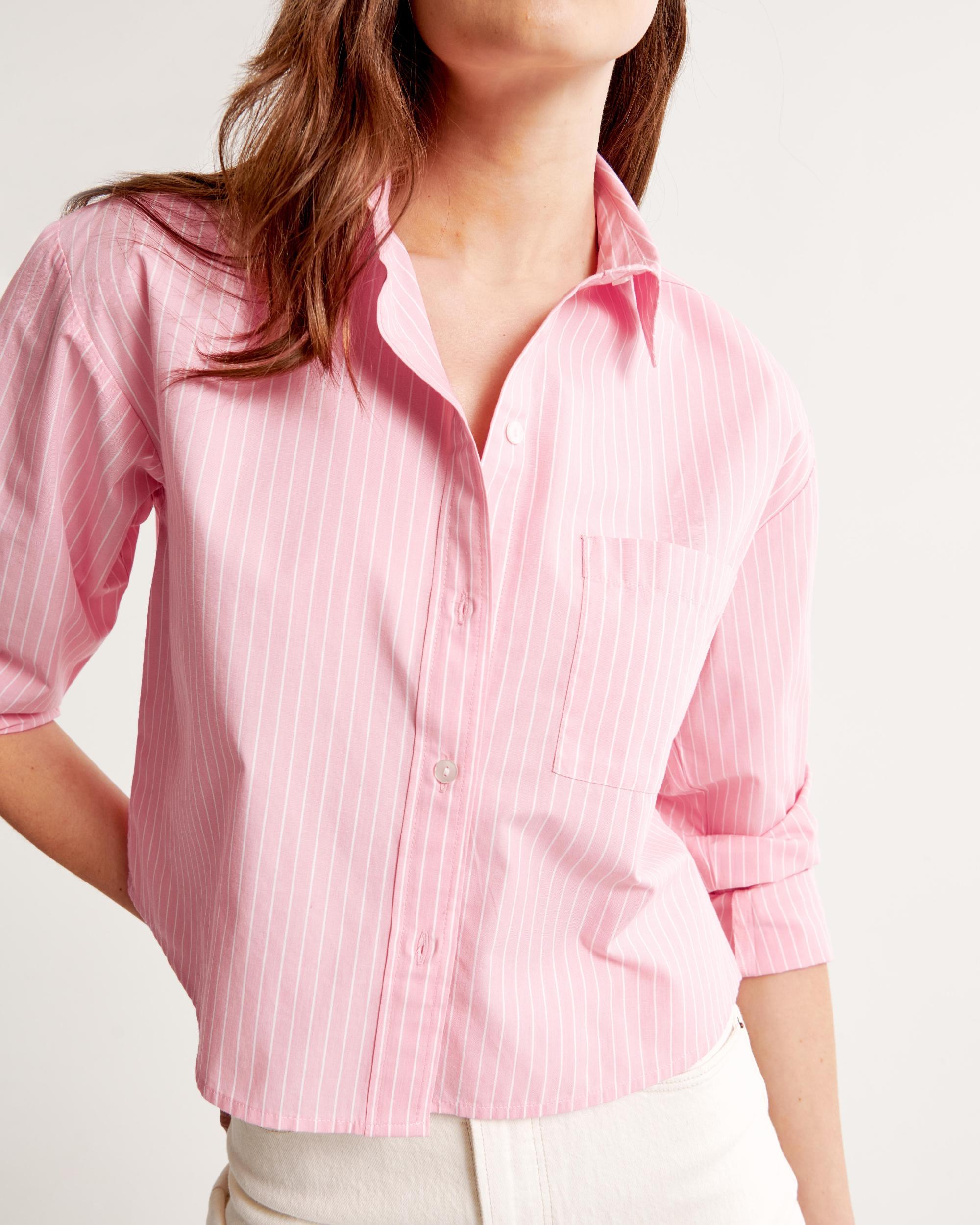 Oversized Cropped Poplin Shirt Product Image