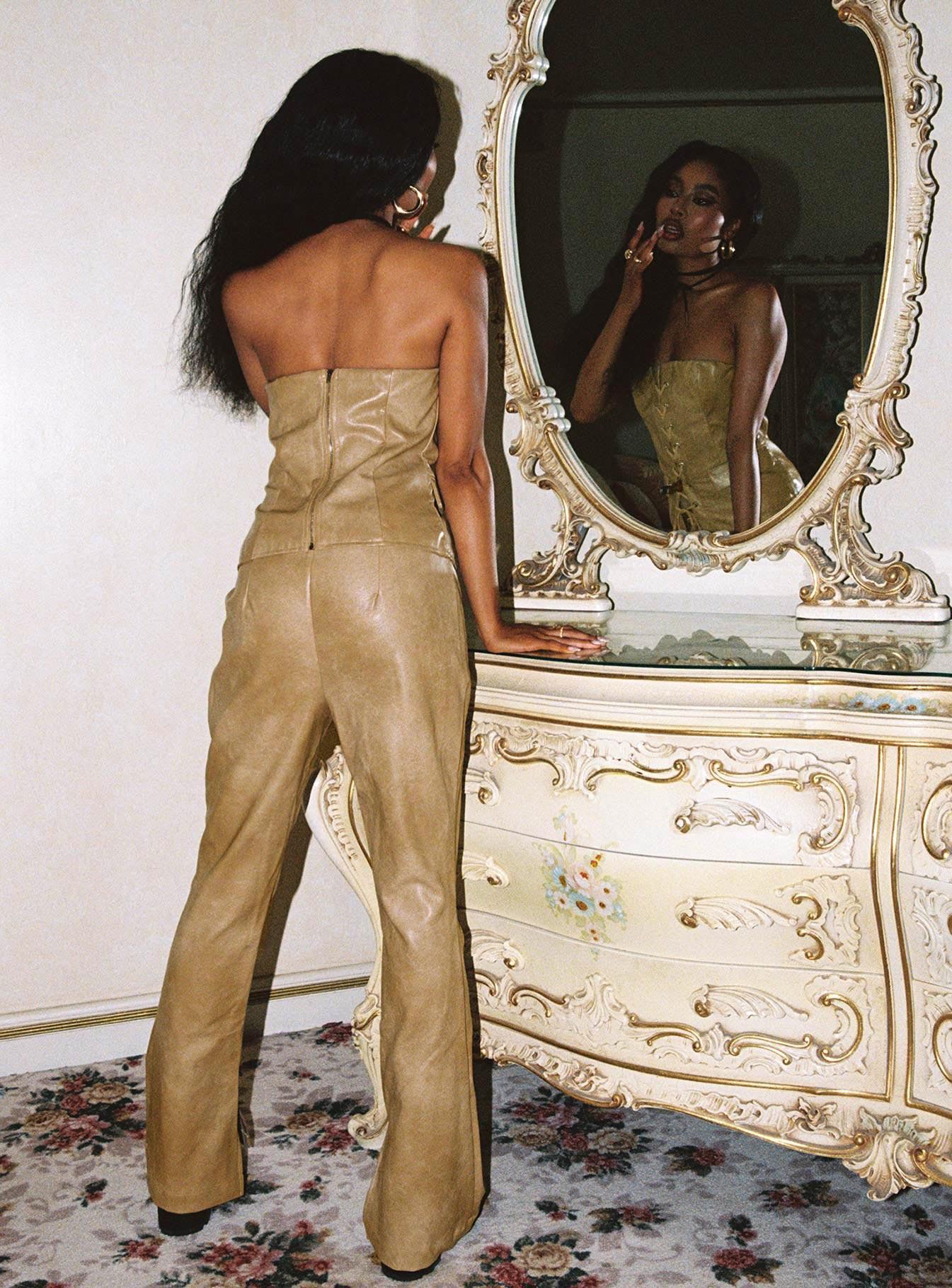 Stagecoach Lace Up Pants Brown Product Image