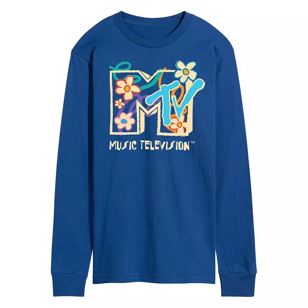 Mens MTV Floral Logo Long Sleeve Graphic Tee Product Image