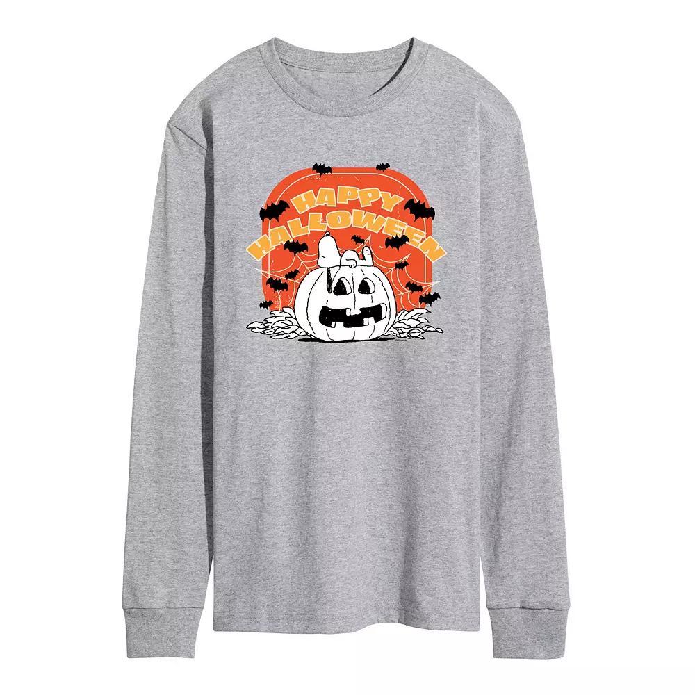 Men's Peanuts Retro Halloween Long Sleeve Graphic Tee, Size: XXL, Grey Gray Product Image
