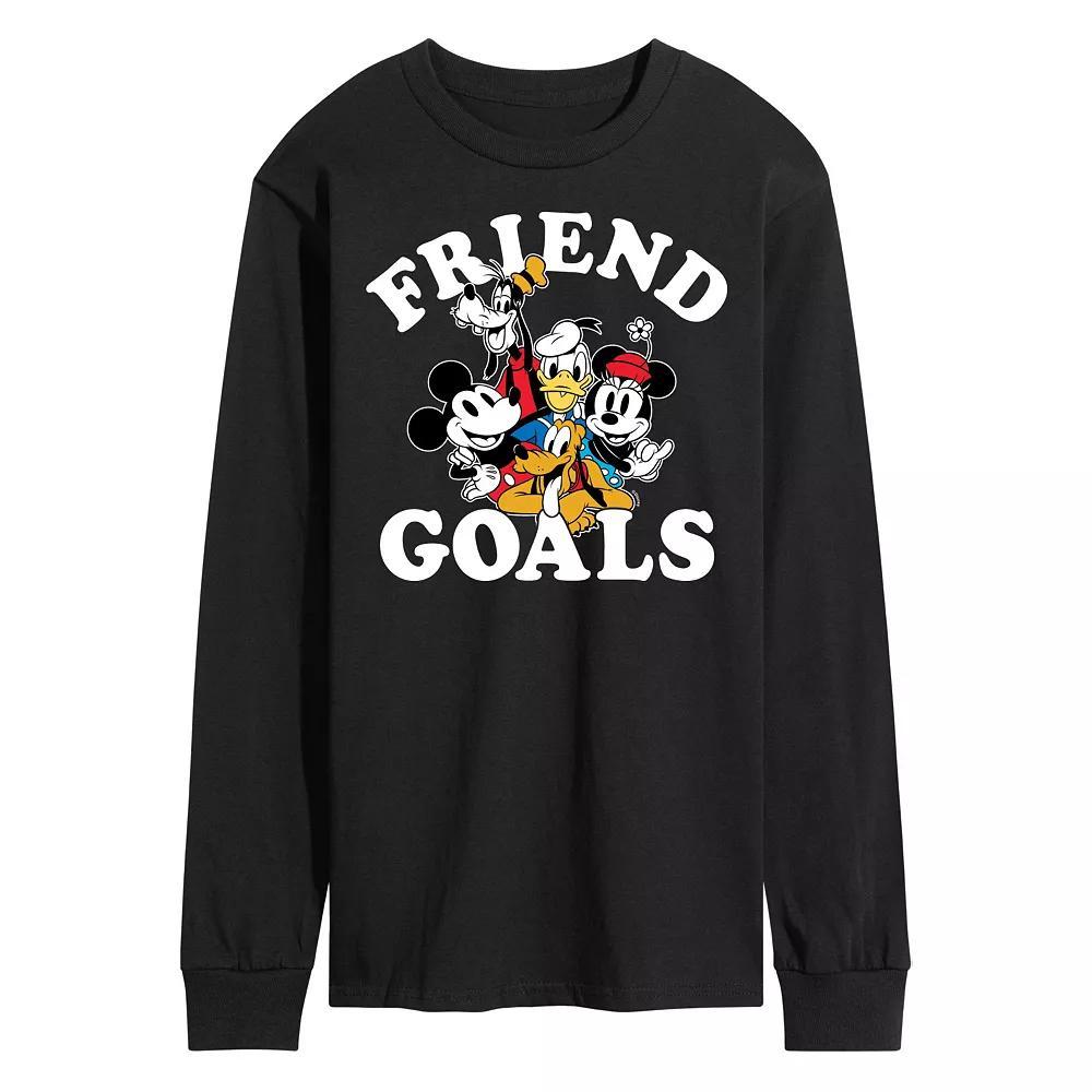 Disneys Mickey Mouse & Friends Mens Friend Goals Long Sleeve Graphic Tee Blue Product Image