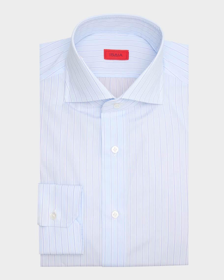 Mens Cotton Multi-Stripe Dress Shirt Product Image