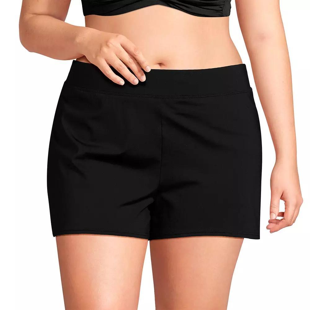 Plus Size Lands' End Chlorine-Resistant Smoothing Control Swim Shorts, Women's, Size: 18 W, Deep  Blue Product Image