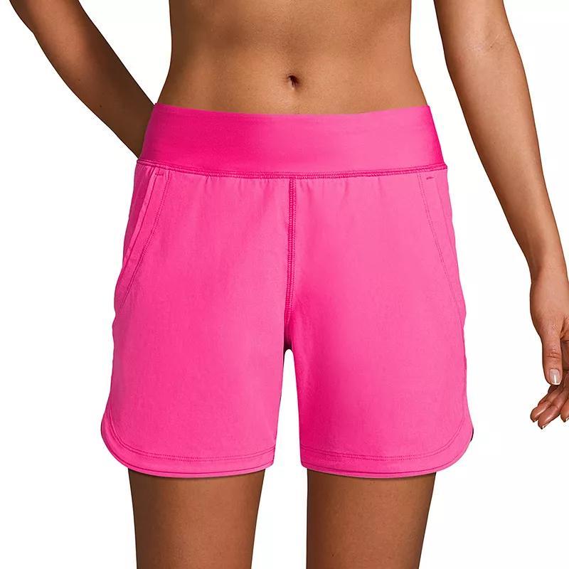 Women's Lands' End 5" Quick Dry Swim Shorts With Panty, Size: 2, Carmine Pink Product Image
