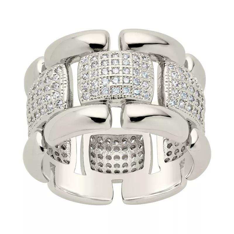 MC Collective Cubic Zirconia Chain Ring, Women's, Size: 7, Silver Tone Product Image