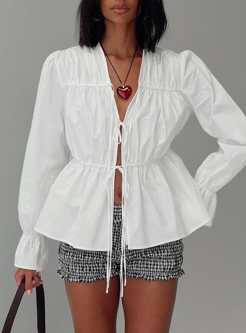 Scarlotte Bow Tie Top White Product Image