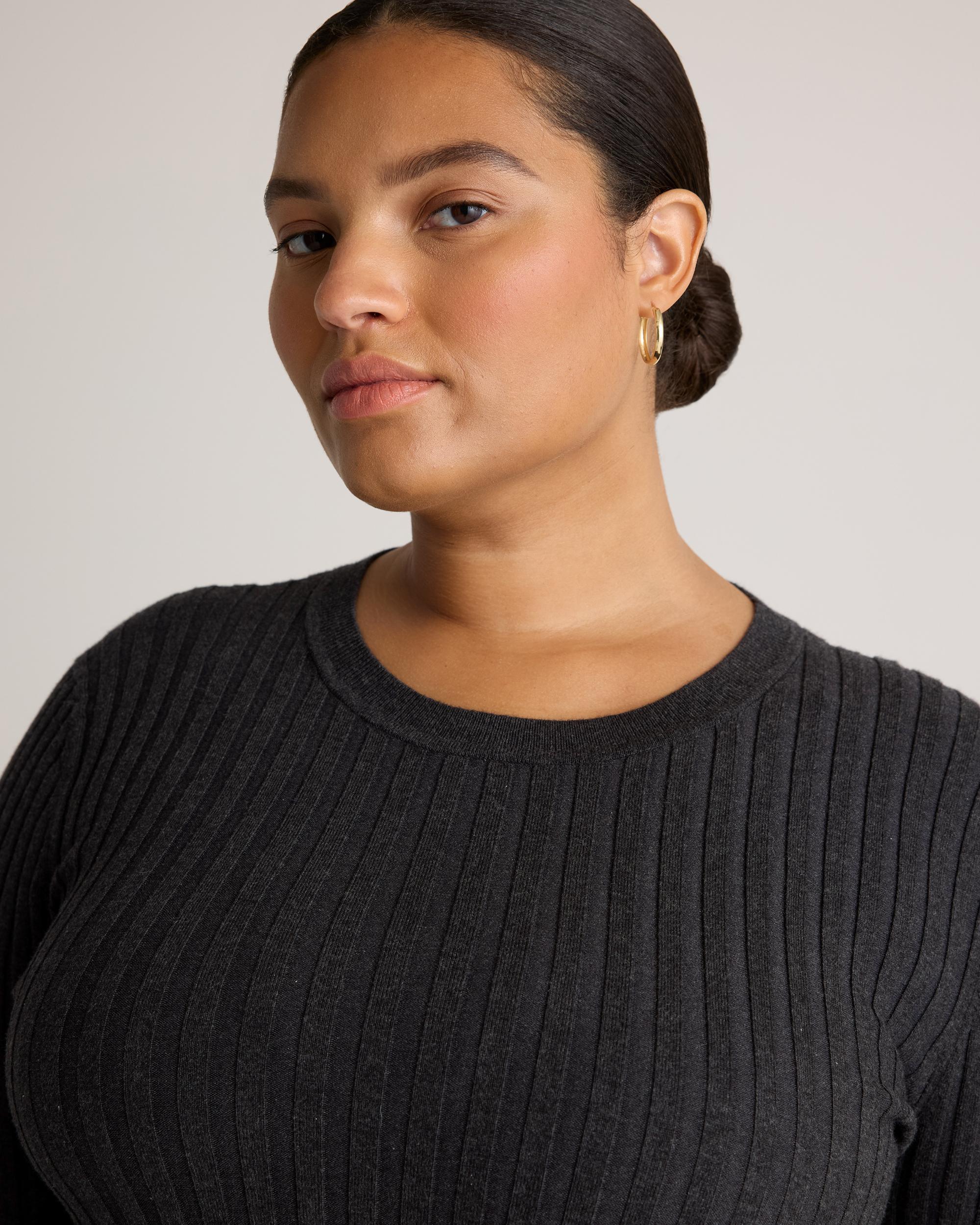 Quince | Women's Cotton Cashmere Ribbed Long Sleeve Sweater Size XS Product Image