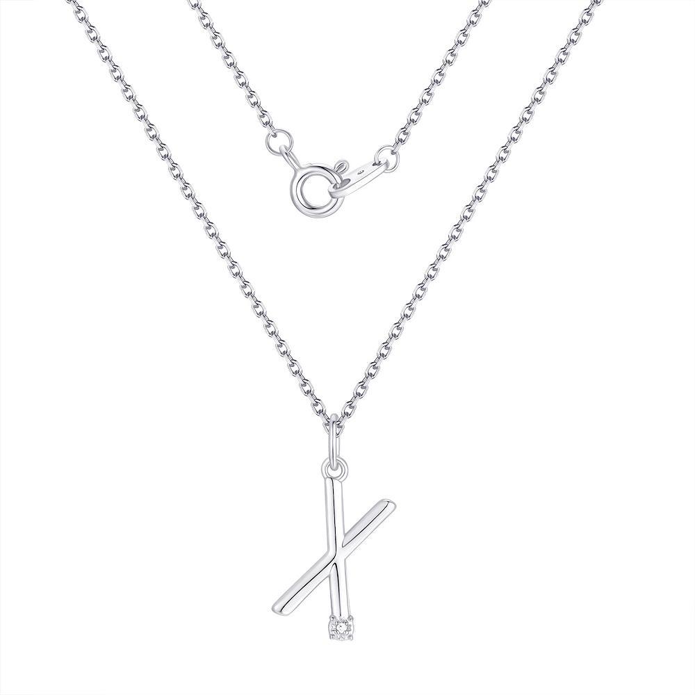 Forever Radiant Diamond Accent Initial Pendant Necklace, Women's, Size: 18", Silver Tone X Product Image