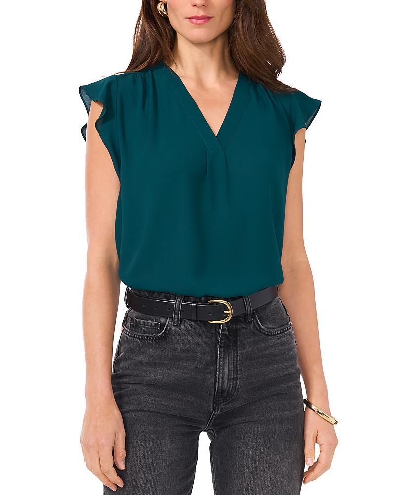 Vince Camuto V Neck Flutter Sleeve Top Product Image