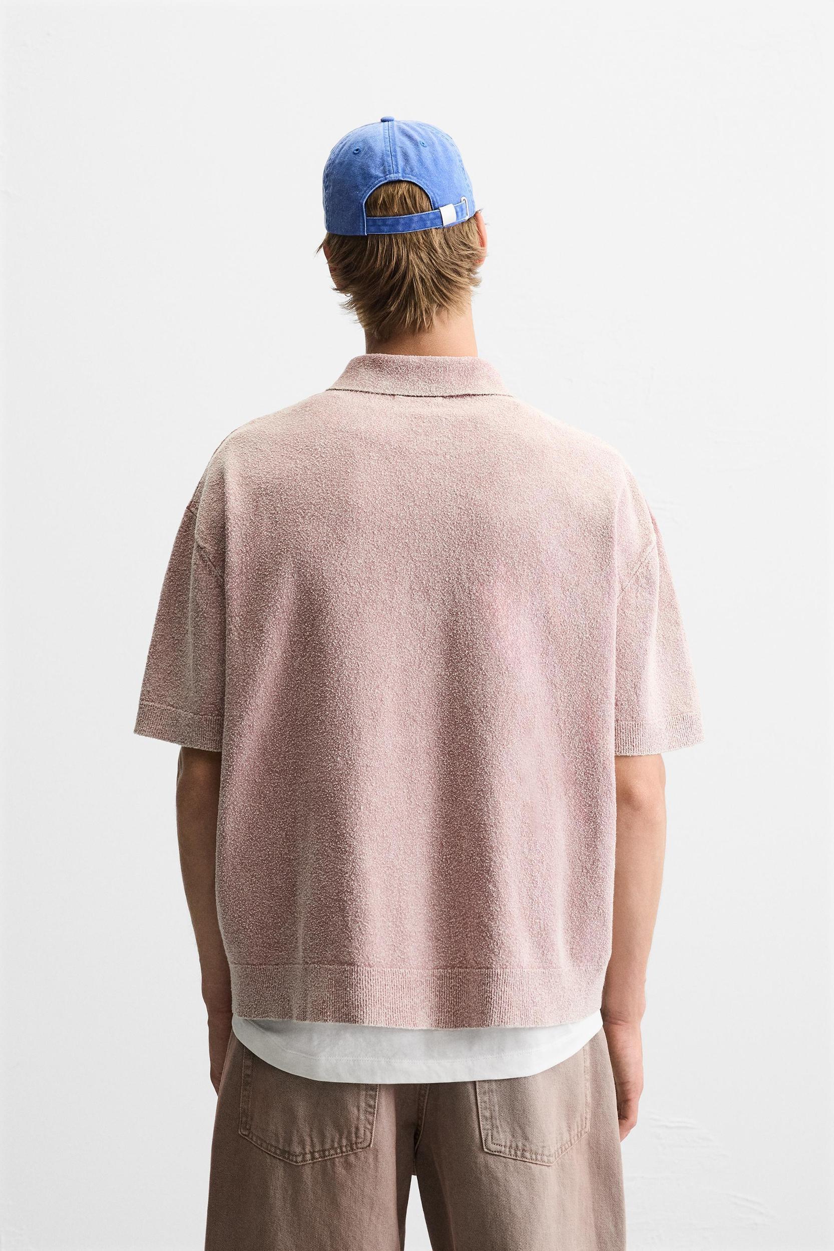 WASHED BOUCLÉ KNIT POLO SHIRT Product Image