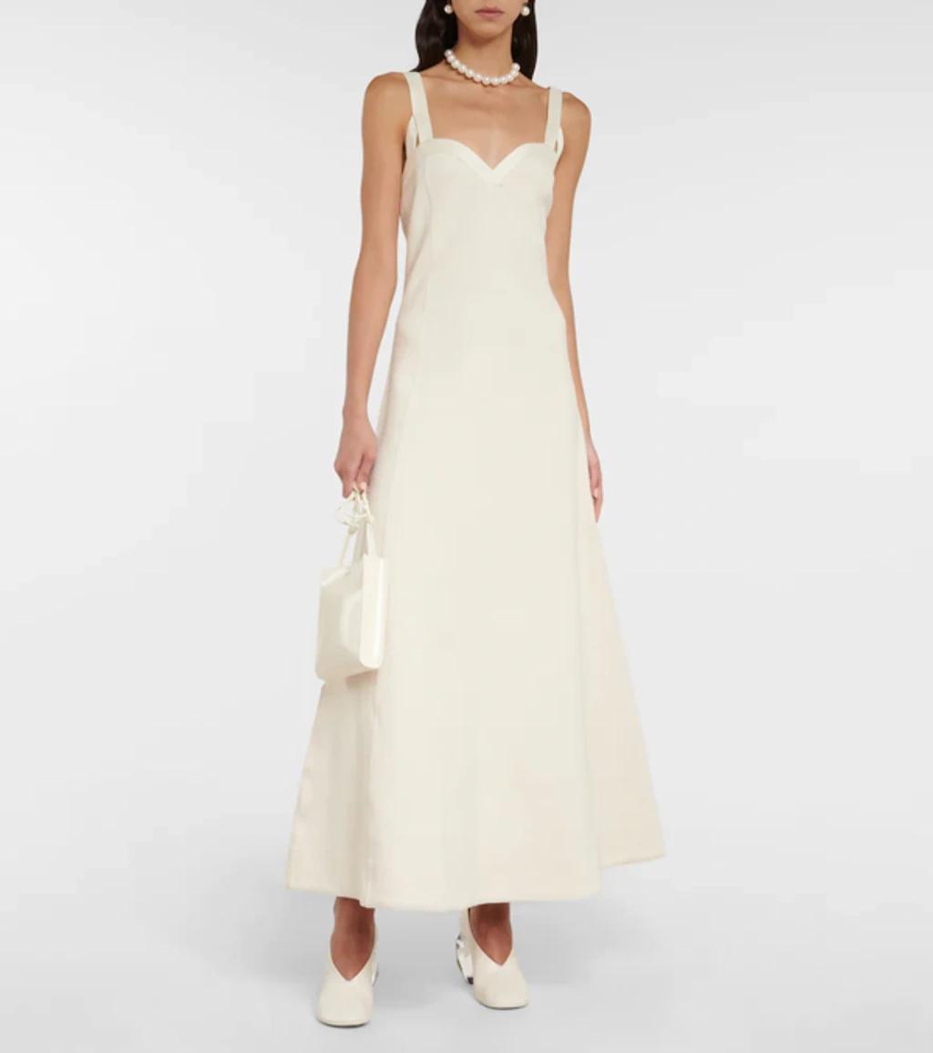 JIL SANDER Cotton-blend Midi Dress In Natural Product Image