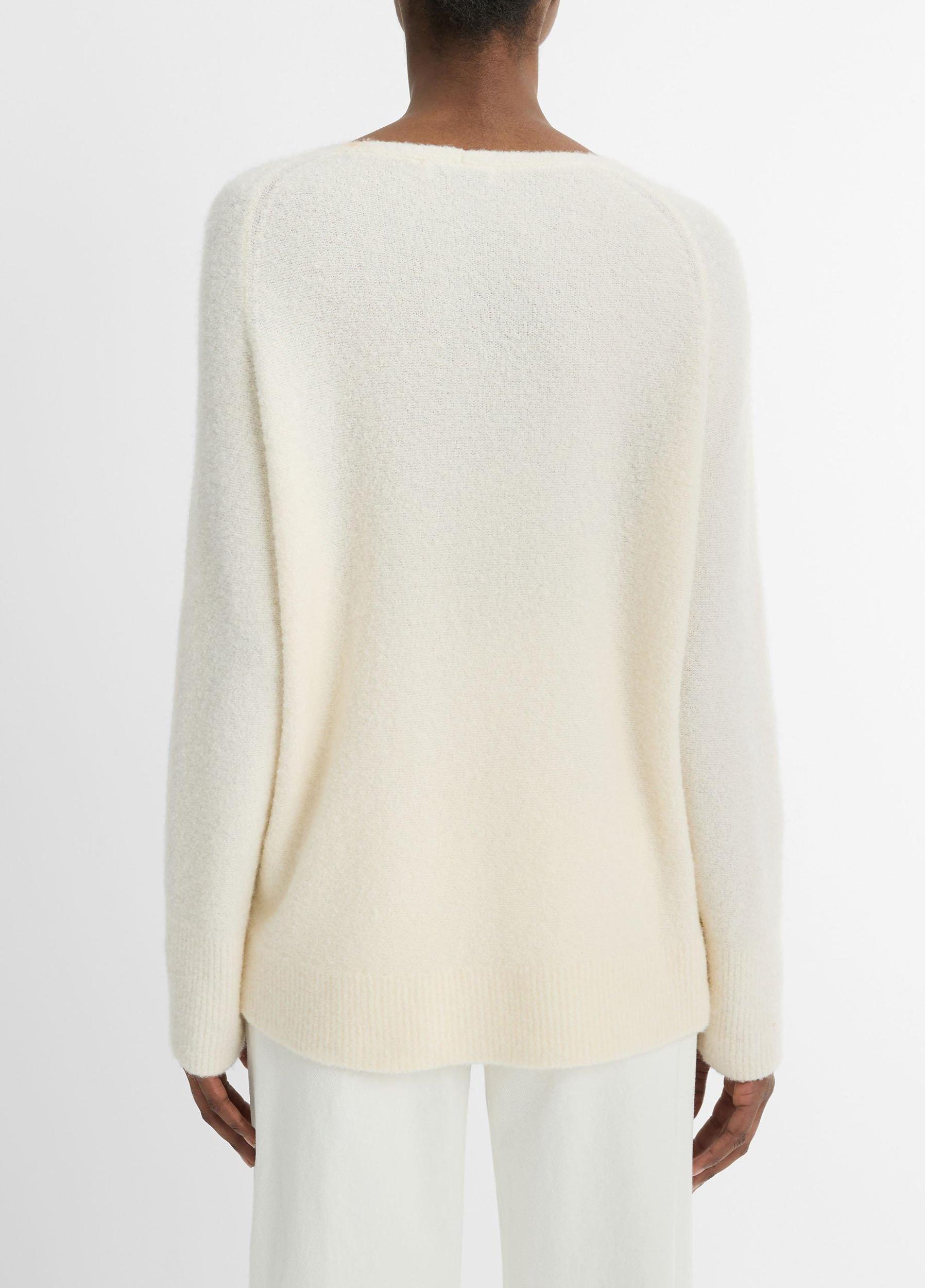 Womens Boucl Wool-Blend Raglan Boat-Neck Sweater, Off White, Size L Vince Product Image