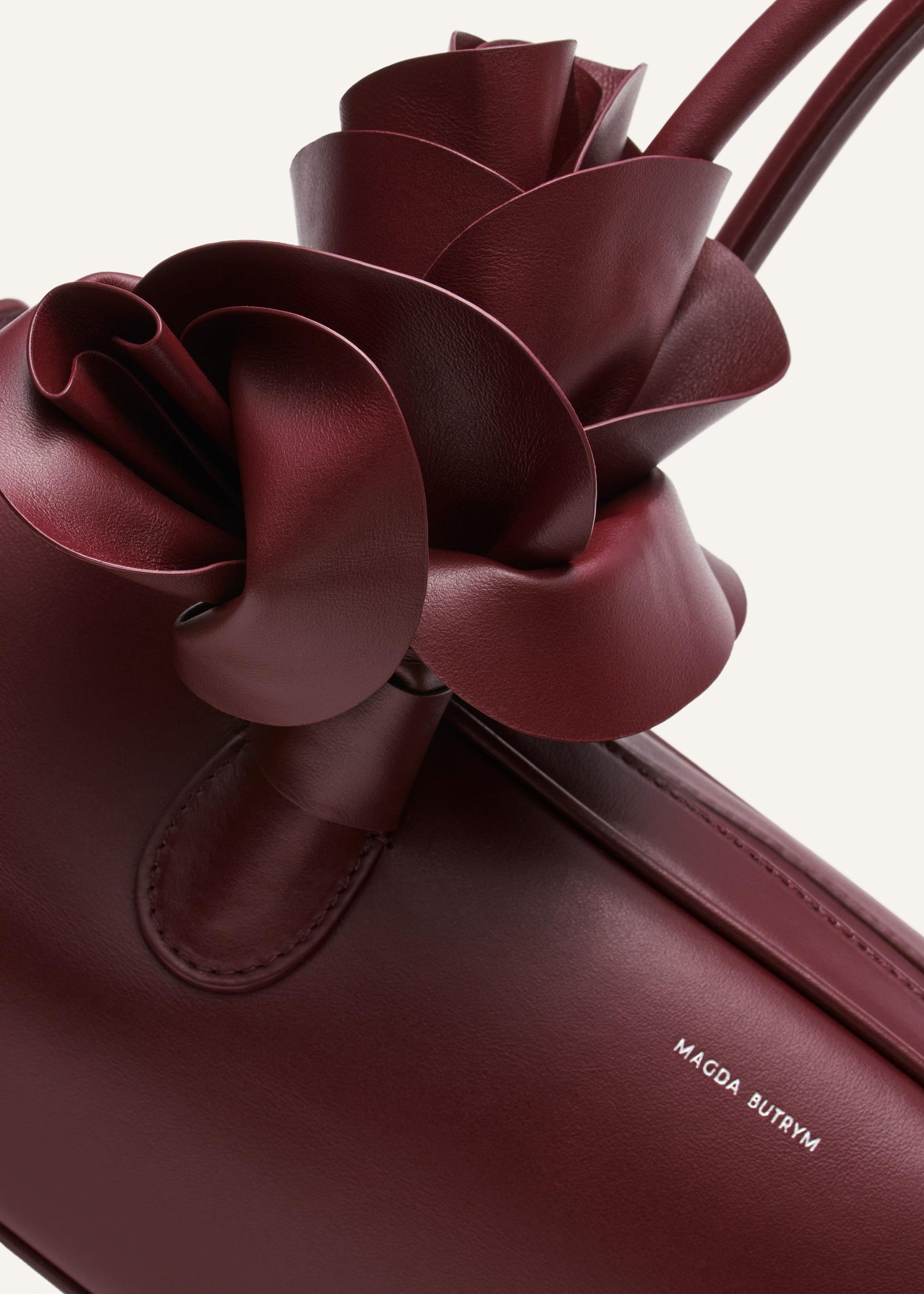 Brigitte trapeze bag in burgundy leather and silver Product Image