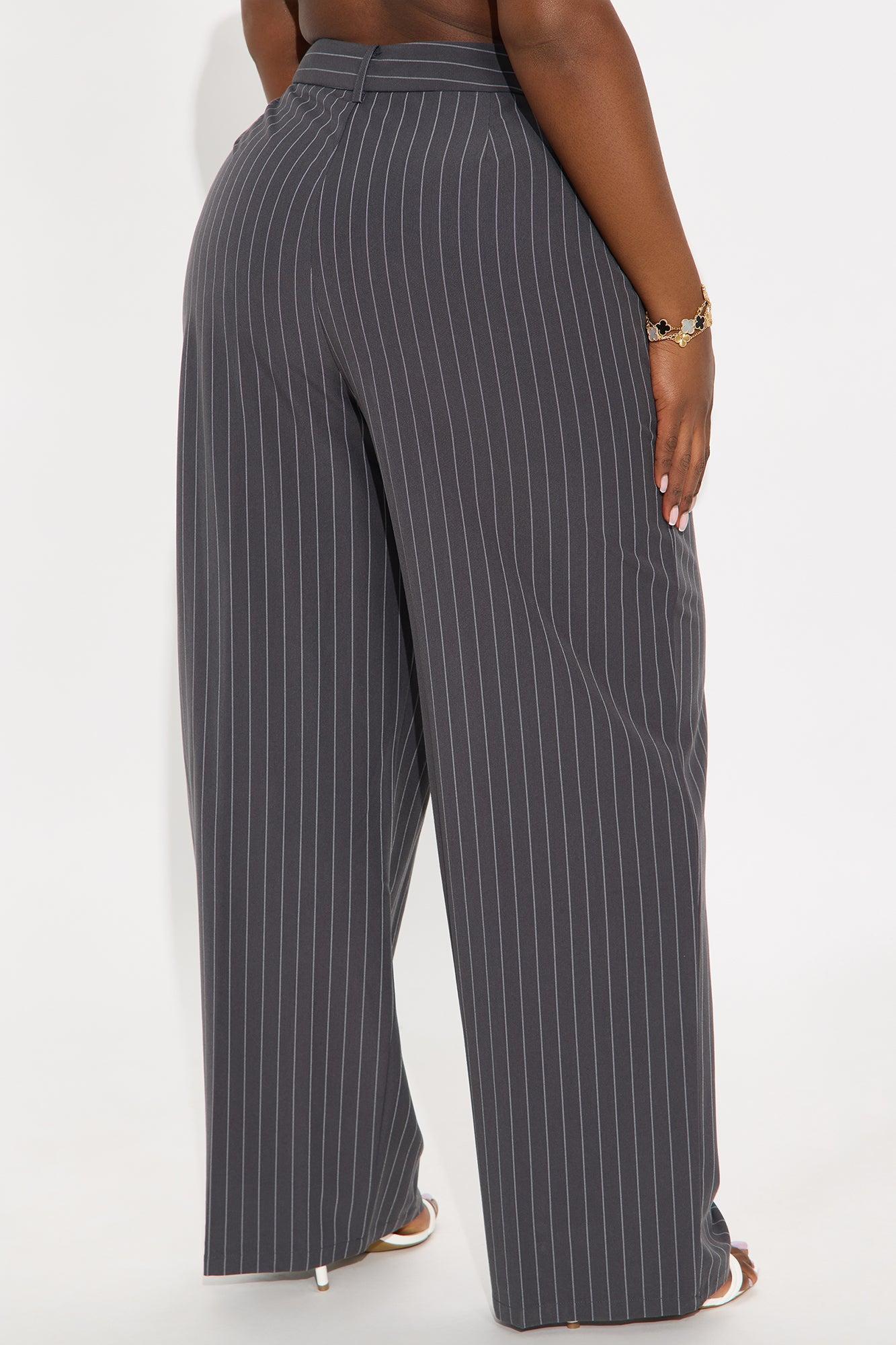 Angie Pinstripe Trouser - Charcoal Product Image