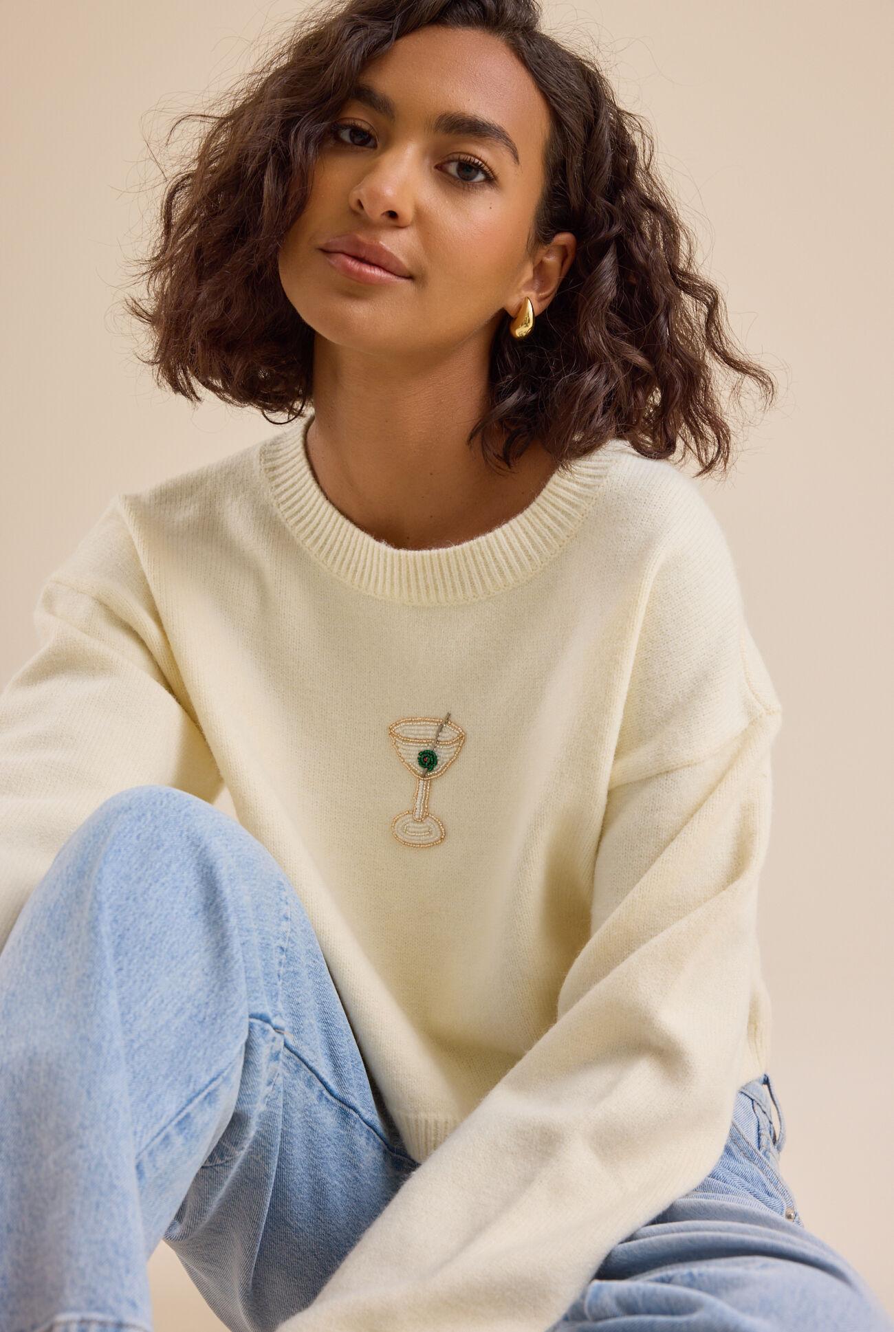 Cherish Beaded Martini Cropped Sweater Product Image