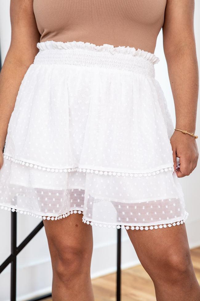 All That You Know Ivory Smocked Waist Swiss Dot Skirt FINAL SALE Product Image