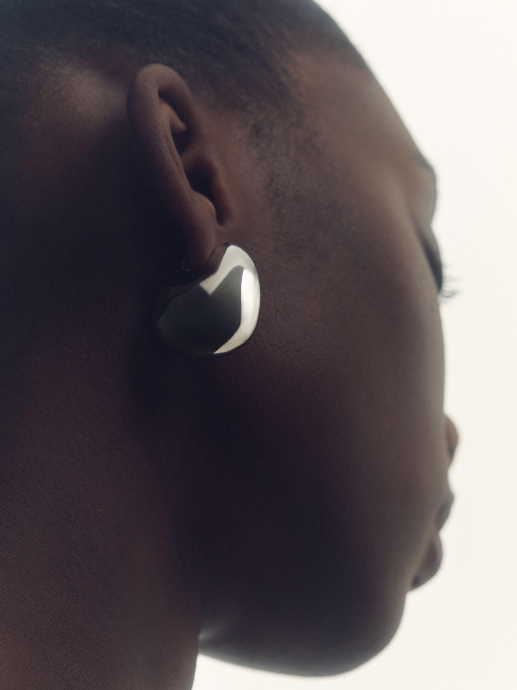 Curve Scoop Earrings in Silver Tone Product Image