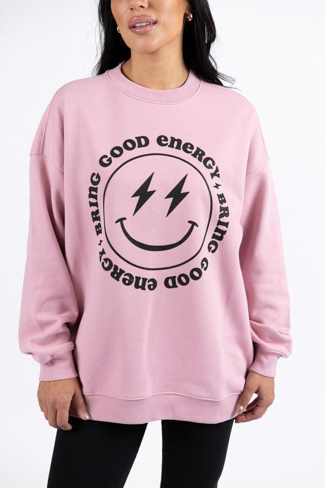 Bring Good Energy Mauve Graphic Sweatshirt Product Image