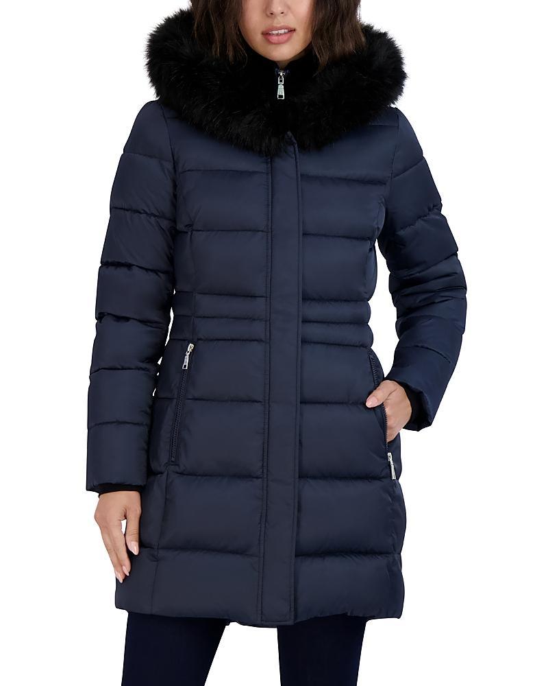 Tahari Dana Hooded Faux Fur Trim Puffer Coat Product Image