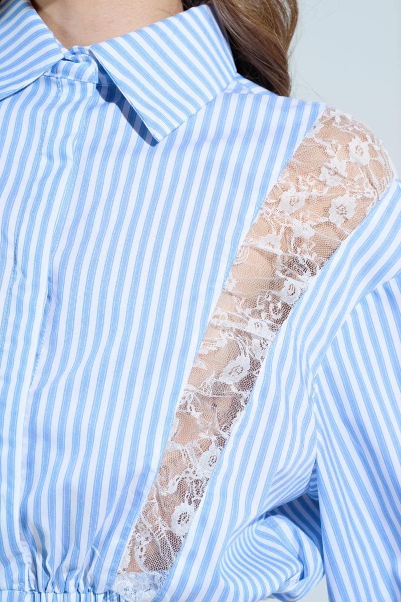 KAYLEE LACE PANEL BUTTON DOWN Product Image