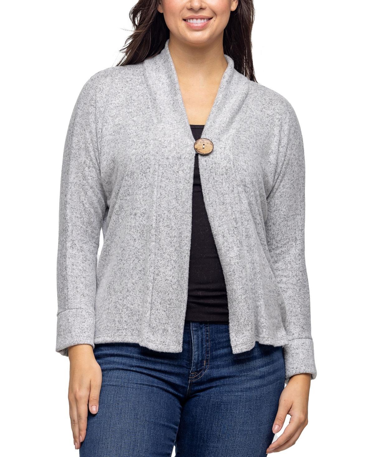 Women's 24Seven Comfort Apparel Single Button Cardigan, Size: XL, Hunter Product Image