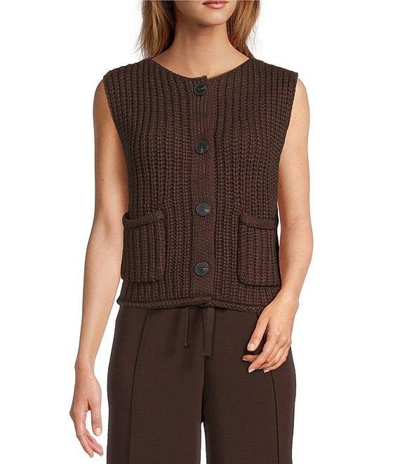 Antonio Melani Round Neck Sleeveless Button Front Cardigan Product Image