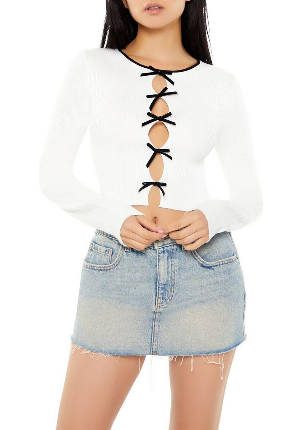 Bow Cutout Cropped Sweater | Forever 21 Product Image