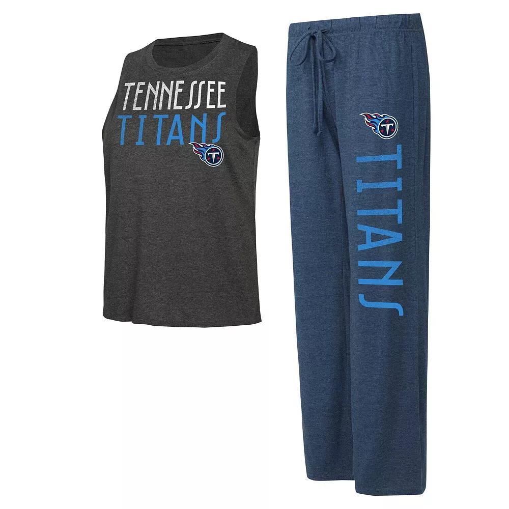 Women's Concepts Sport Navy/Charcoal Tennessee Titans Muscle Tank Top & Pants Lounge Set, Size: Large, Blue Product Image