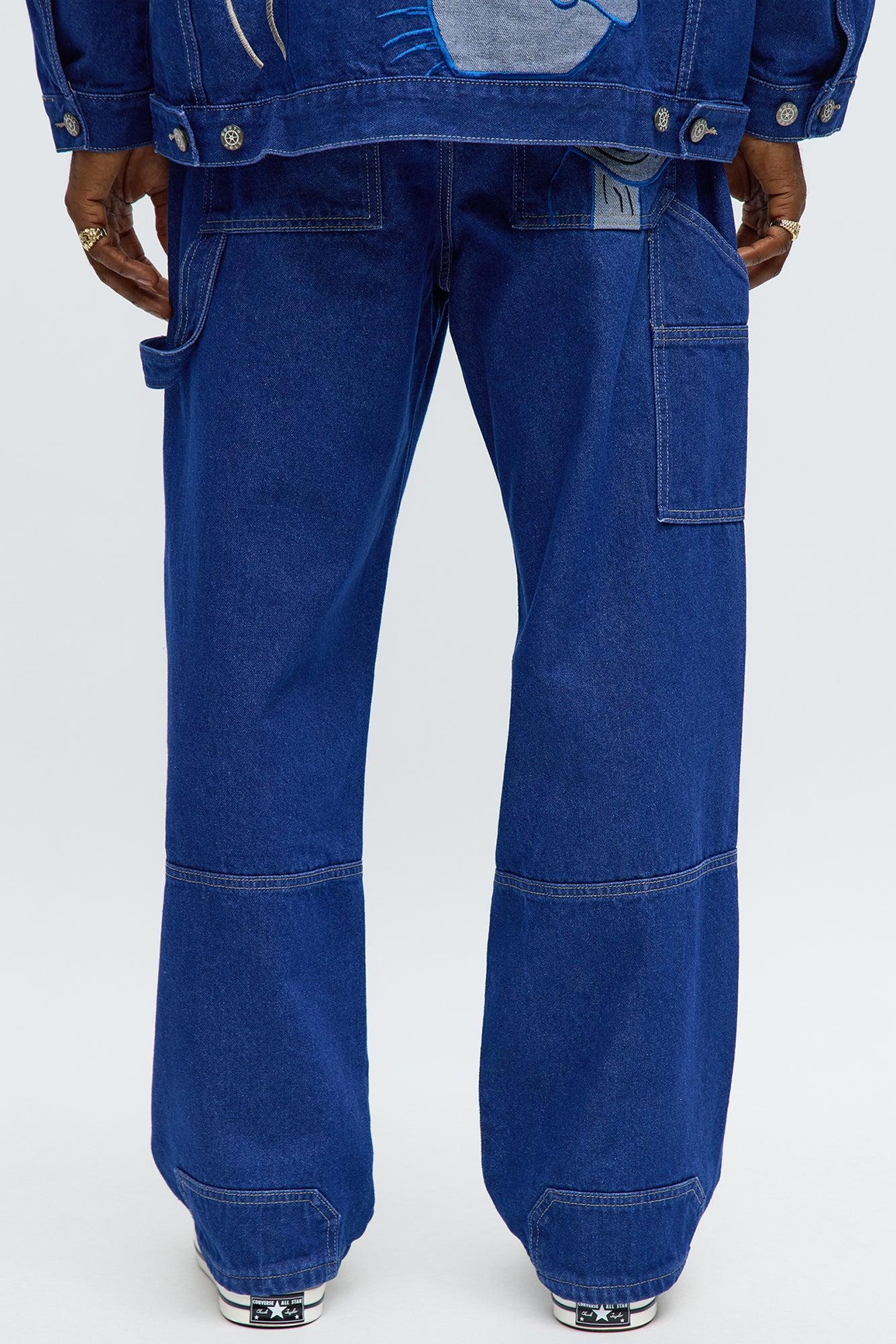 South Pole Baggy Contrast Stitch Back Hit Jeans - Blue Wash Product Image