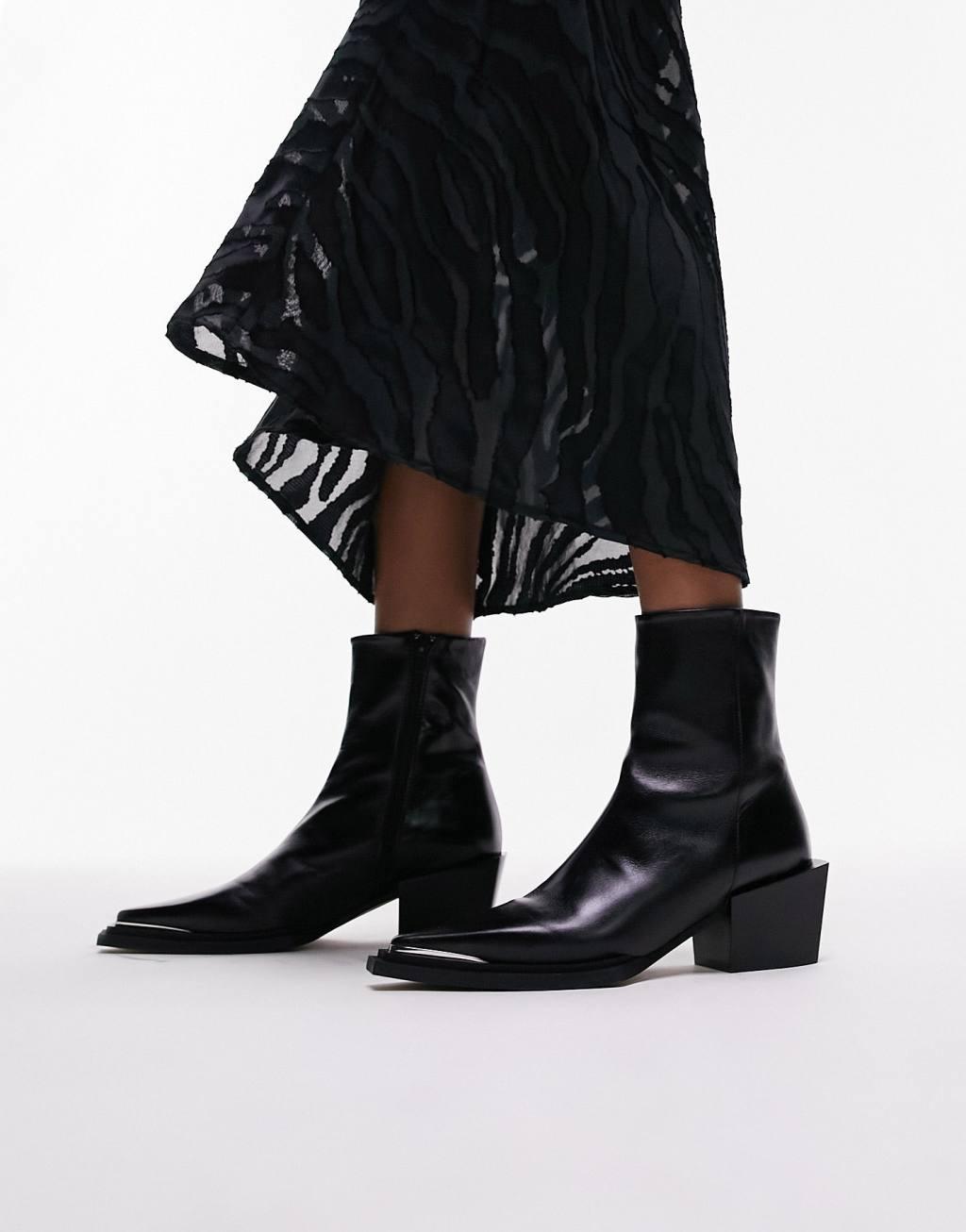 Topshop Riley leather western boot Product Image