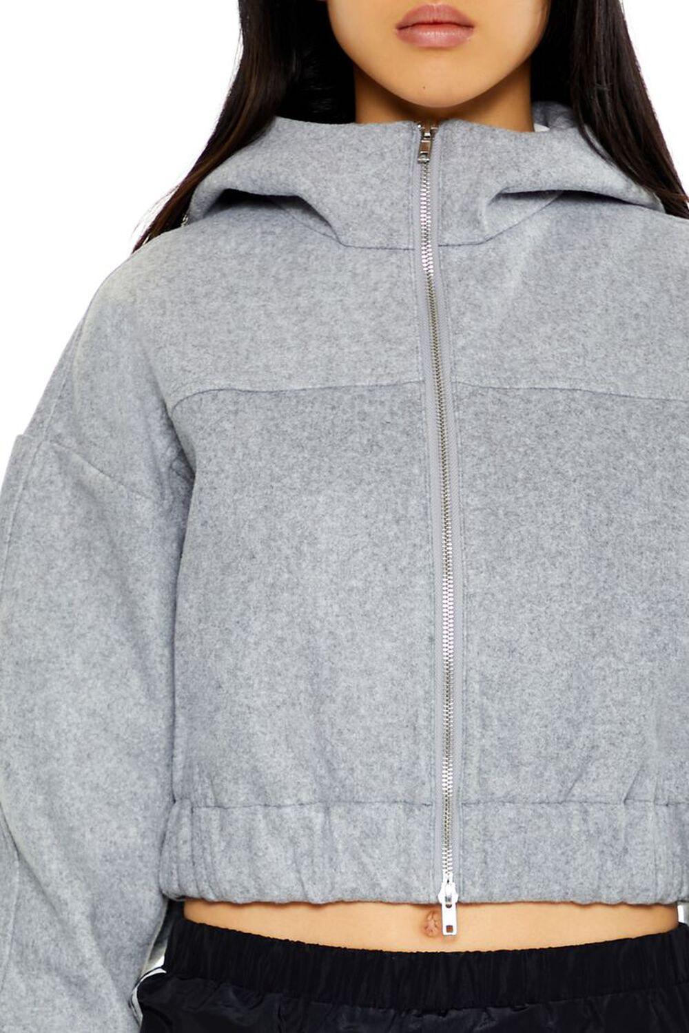 Cropped Funnel-Neck Zip-Up Hoodie | Forever 21 Product Image