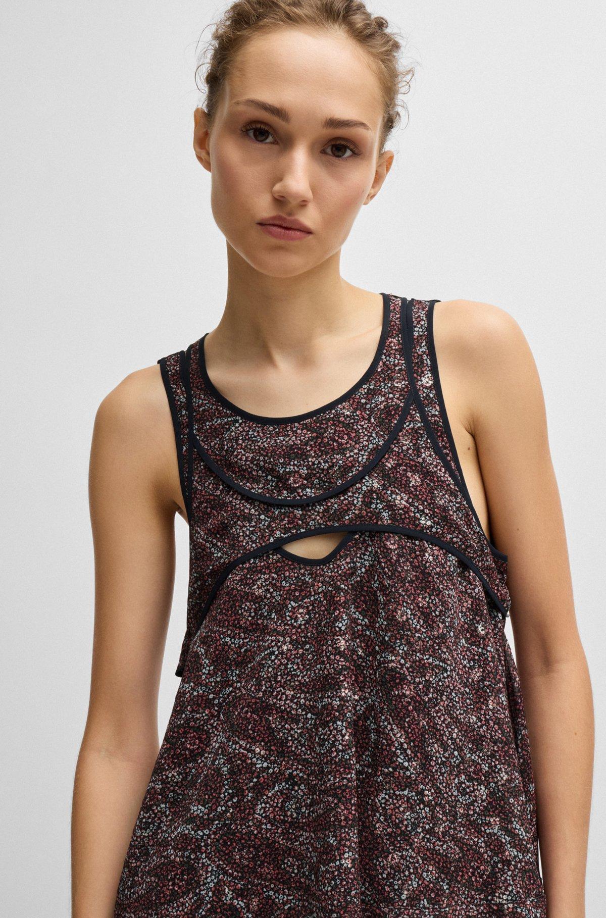 Regular-fit sleeveless blouse with overlapping detail Product Image