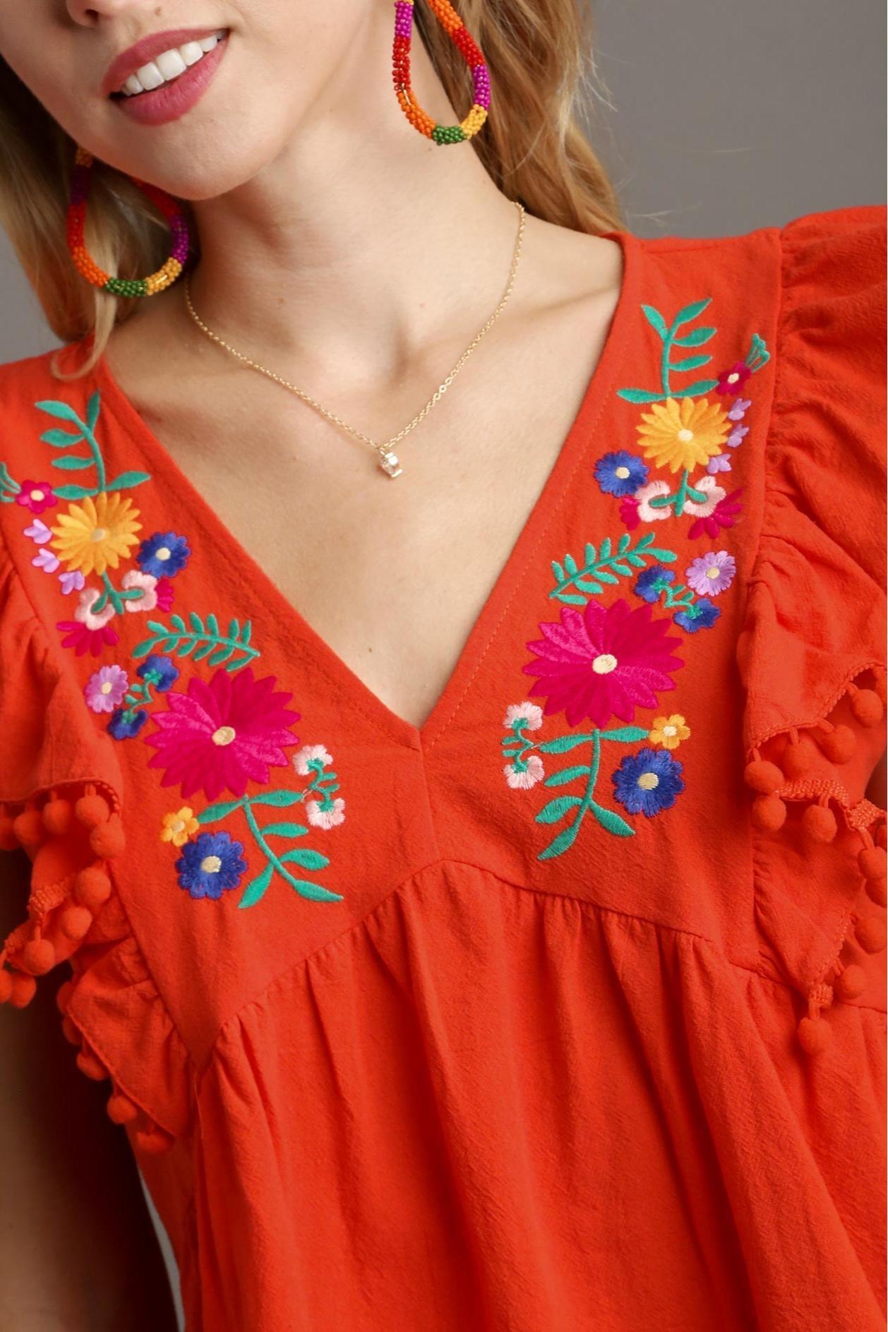 V-Neck Embroidered Top Product Image