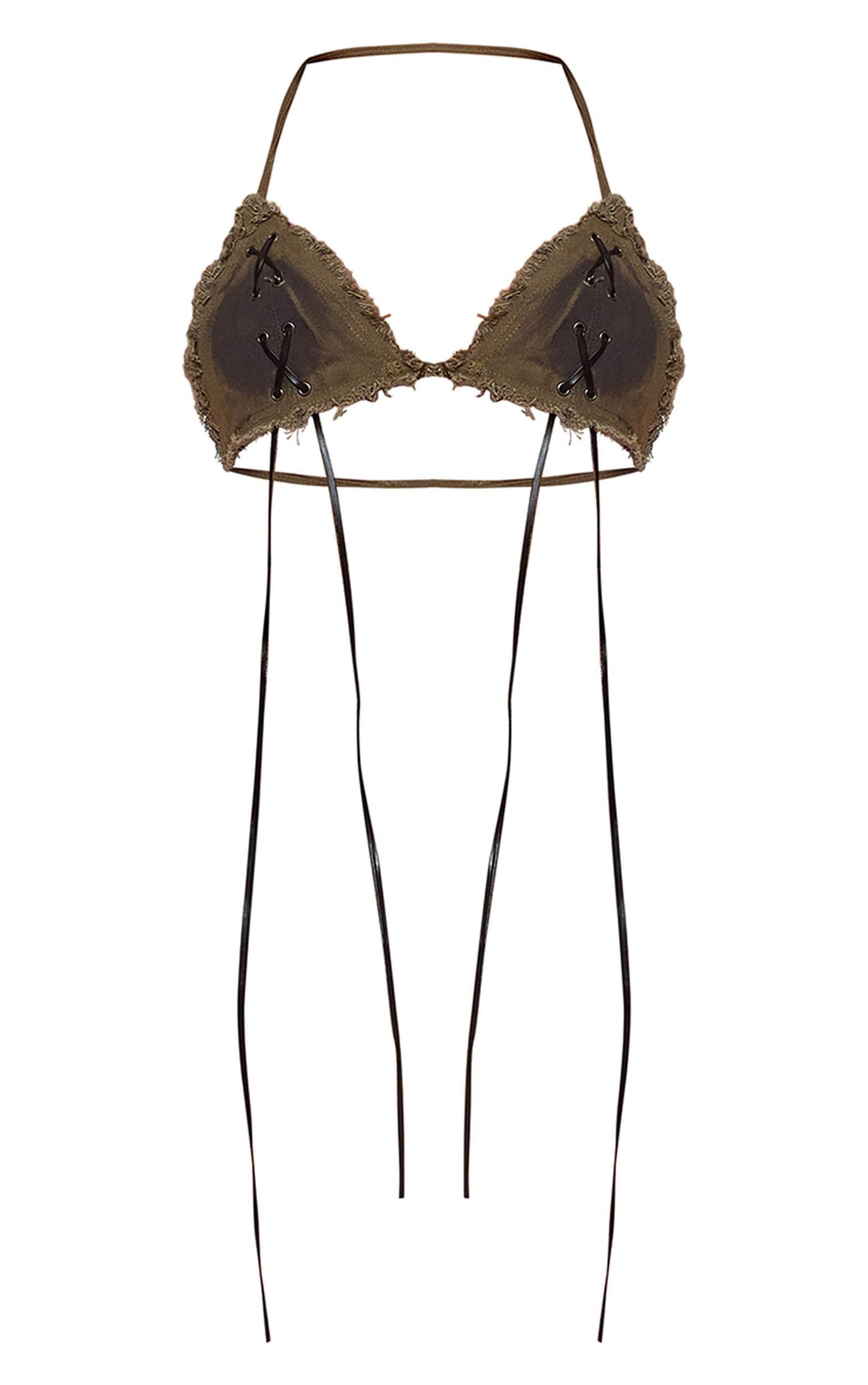 Washed Green Lace Up Bralet Product Image