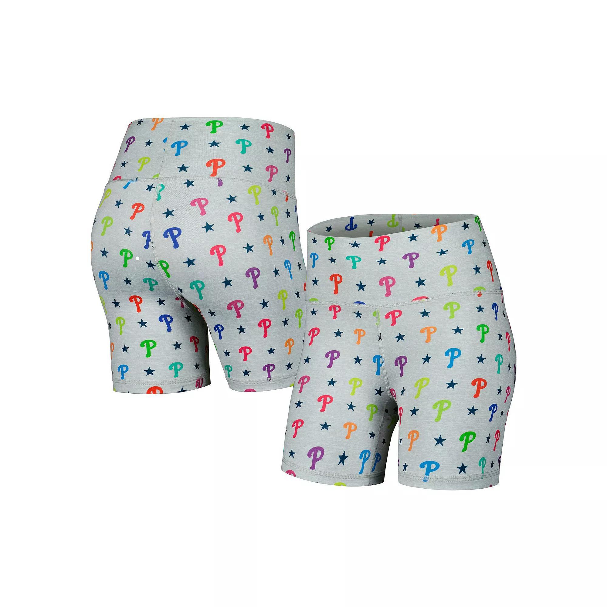 Women's Terez Gray Philadelphia Phillies TLC Rainbow Shorts, Size: XL, Grey Product Image