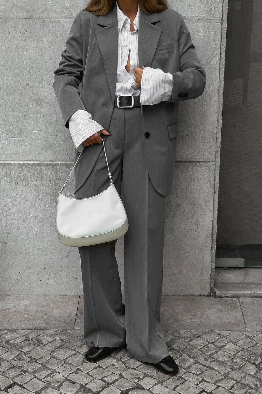 Wide High Waist Suit Pants Product Image