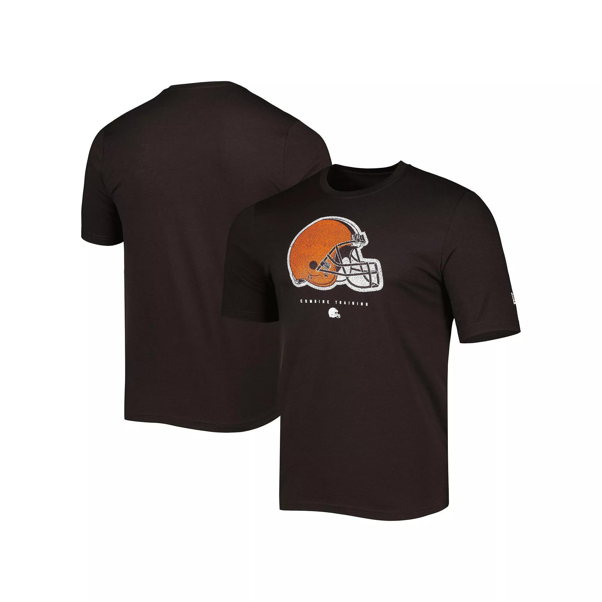 Men's New Era Brown Cleveland Browns Combine Authentic Ball Logo T-Shirt, Size: Large Product Image