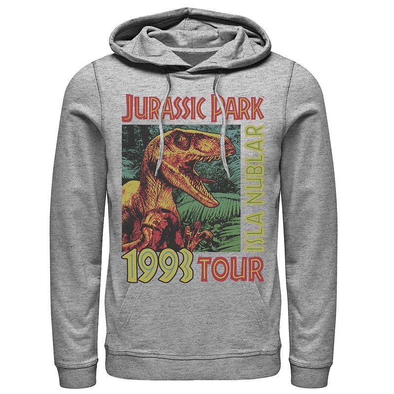 Men's Jurassic Park Isla Nublar 1993 Tour Poster Pullover Hoodie, Size: Large, Athletic Grey Product Image