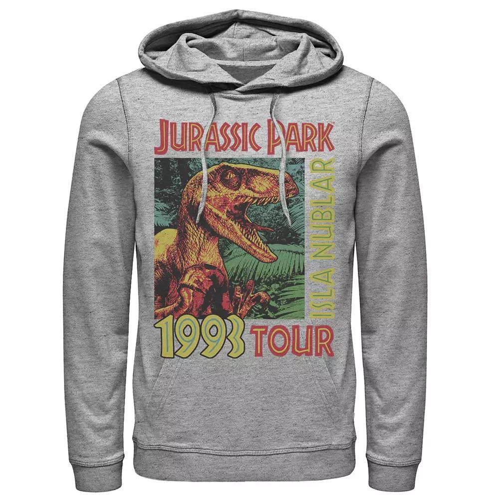Men's Jurassic Park Isla Nublar 1993 Tour Poster Pullover Hoodie, Size: Large, Athletic Grey Product Image